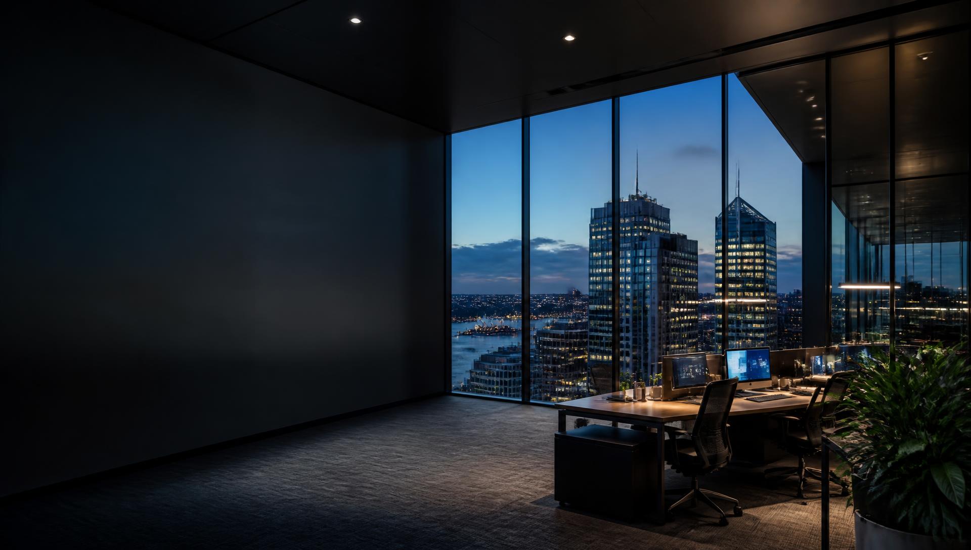 Contemporary high-rise office overlooking the Sydney skyline